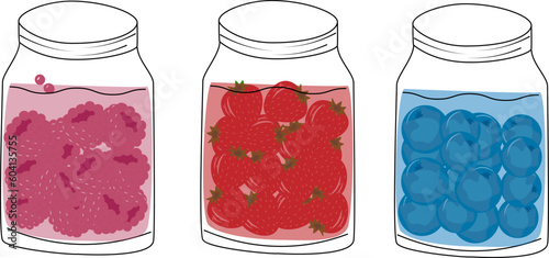 Drinks fruity berry summer compotes cocktails. Vector EPS10