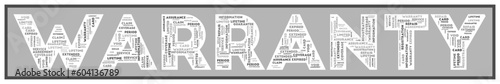 Warranty text filled with related keywords of various sizes. Warranty word cloud. Awesome vector illustration.