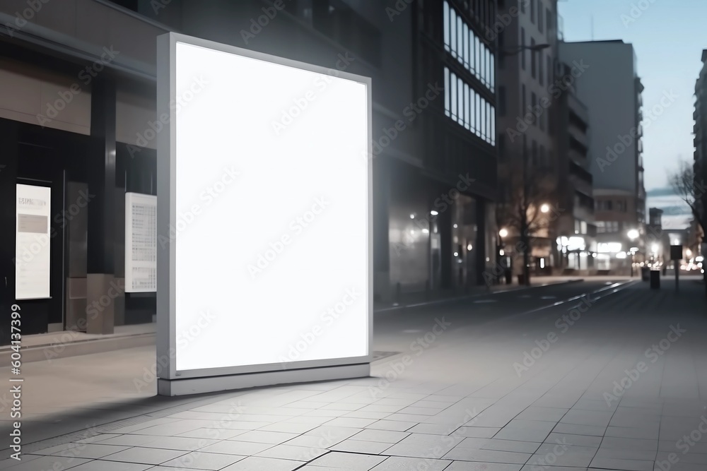 Blank Mockup for Outdoor Advertising in the City's Streets. AI Generated.