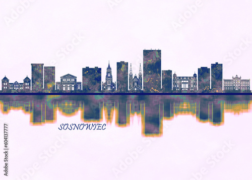 Sosnowiec Skyline. Cityscape Skyscraper Buildings Landscape City Background Modern Art Architecture Downtown Abstract Landmarks Travel Business Building View Corporate