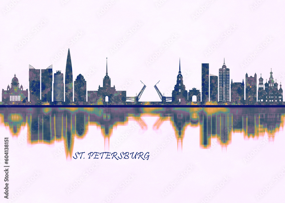 St. Petersburg Skyline. Cityscape Skyscraper Buildings Landscape City Background Modern Art Architecture Downtown Abstract Landmarks Travel Business Building View Corporate