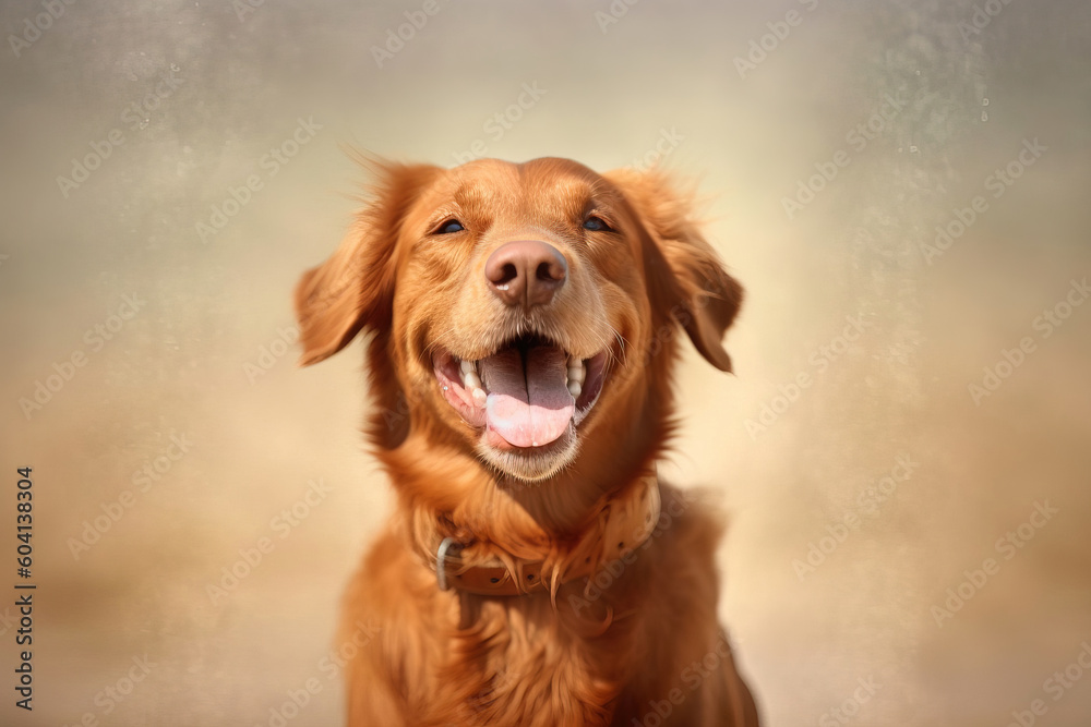 portrait of a smiling labrador with studio background