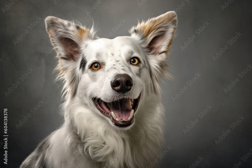 portrait of a smiling dog with studio background portrait of a smiling dog with studio background