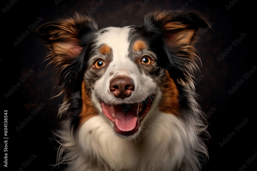 portrait of a smiling labrador on a studio portrait of a smiling labrador on a studio