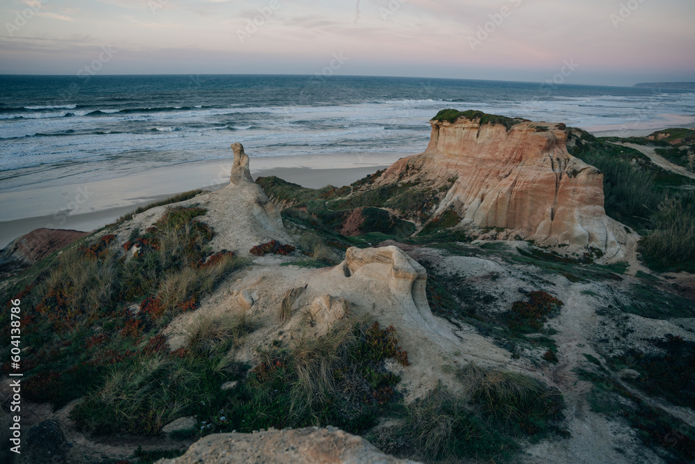 Praia do Pico da Mota. Coastline in Obidos, Peniche, Portugal.