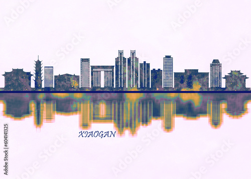 Xiaogan Skyline. Cityscape Skyscraper Buildings Landscape City Background Modern Art Architecture Downtown Abstract Landmarks Travel Business Building View Corporate