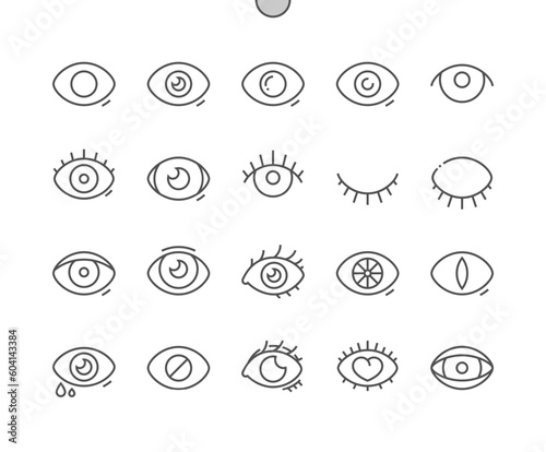 Eye. Look and vision. Eyesight. Pixel Perfect Vector Thin Line Icons. Simple Minimal Pictogram