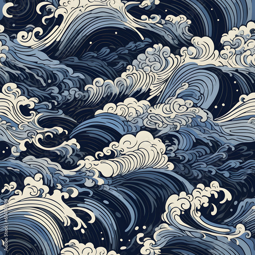 Stampa su tela The Great Wave off Kanagawa pattern