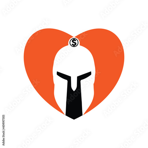 Greek warrior helmet, antiques roman helmet for head protection spartan helmet icon. dollar sign descent shape and color flat design style. vector illustration