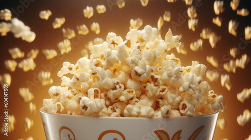 Popcorn in a bucket with a gold background photo