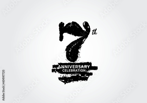 7 years anniversary celebration logotype black vector, 7th birthday logo, 7 number design, anniversary year banner, anniversary design elements for invitation card and poster. number design vector photo
