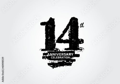 14 years anniversary celebration logotype black vector, 14th birthday logo, 14 number design, anniversary year banner, anniversary design elements for invitation card and poster. number design vector