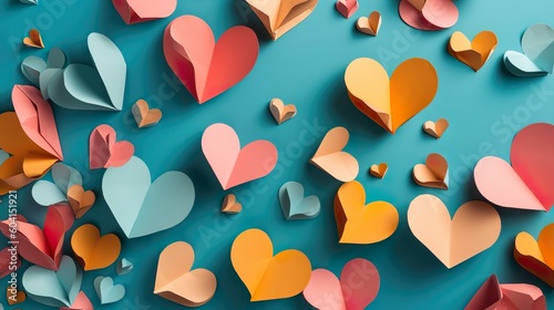 Beautiful wallpaper, background with hearts origami, good for Valentine's Day, Mother's day, celebration, invites