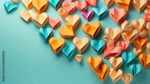 Beautiful wallpaper, background with hearts origami, good for Valentine's Day, Mother's day, celebration, invites