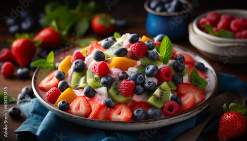 Fresh berry salad a gourmet summer delight generated by AI