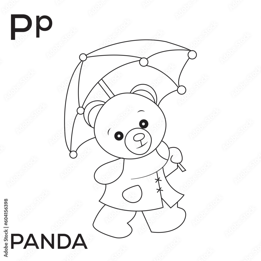Panda Alphabet Coloring page for kids Stock Vector Adobe Stock