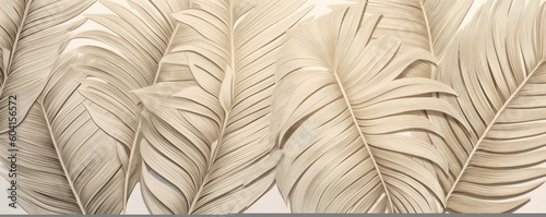  an Abstract Horizontal background, Palm fronds, carved and engraved in ivory. Liquid flow texture. Fluid art Abtract-themed, photorealistic illustrations in JPG. Generative AI