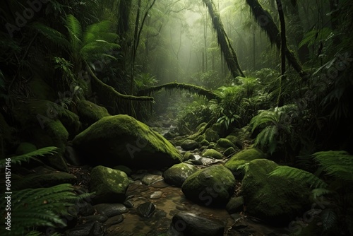 morning in the rainforest, rainforest, created with AI, AI, generative AI