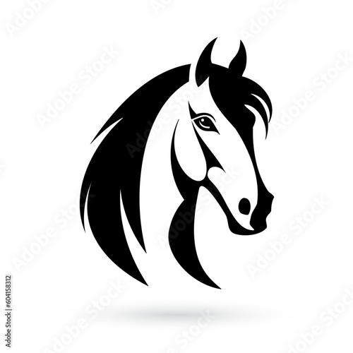 A stylized black and white horse head logo template in an abstract design. Perfect for creating a brand identity or logo