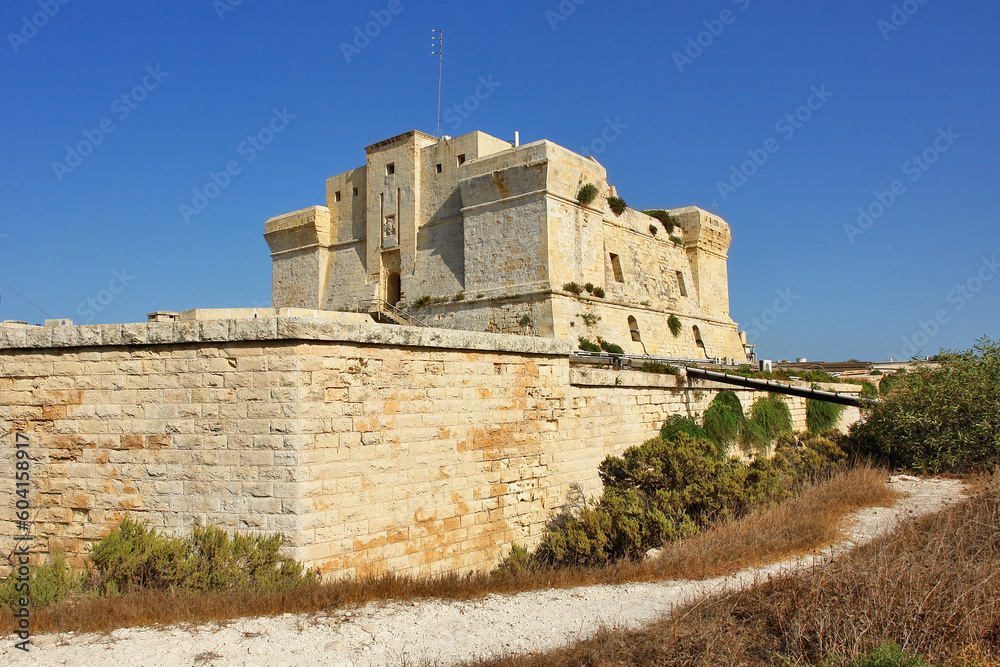 Fort San Lucian bastioned watchtower and polygonal fort in Marsaxlokk, Malta.