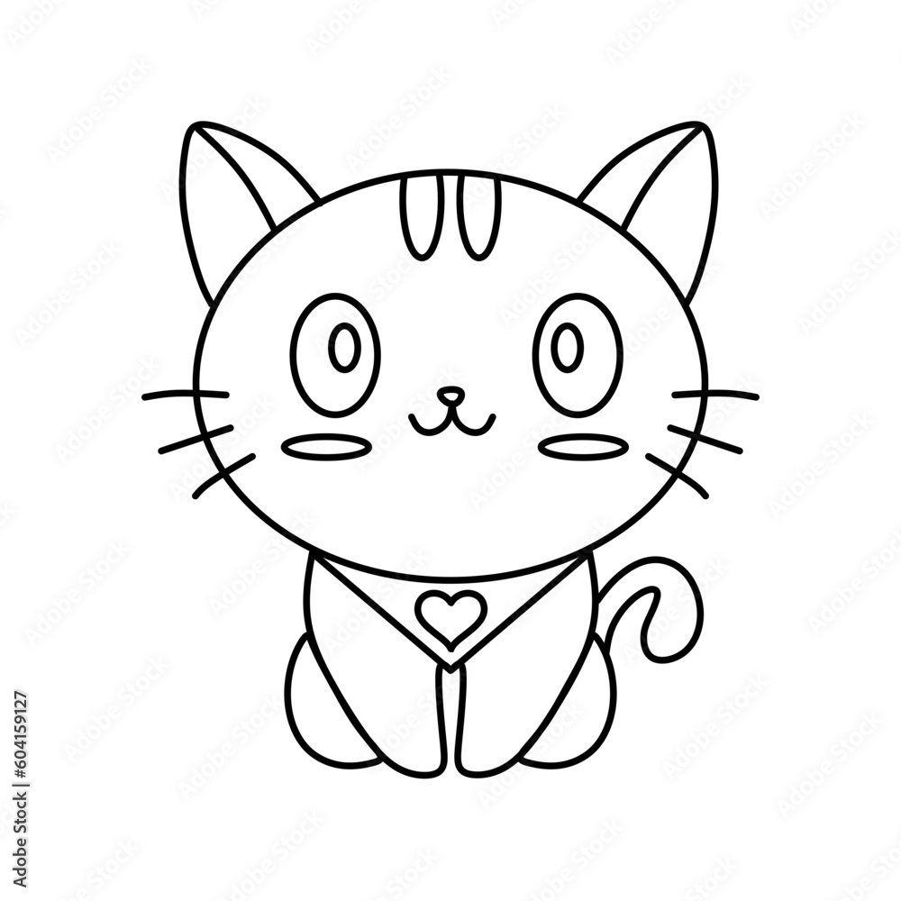 Cute Cartoon Cat Outline Illustration Cute Cartoon Cat Outline Illustration
