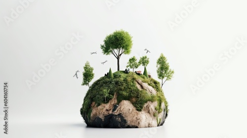 Fototapeta Naklejka Na Ścianę i Meble -  World Enviroment Day.  Save the planet and energy concept on white background. Generative ai