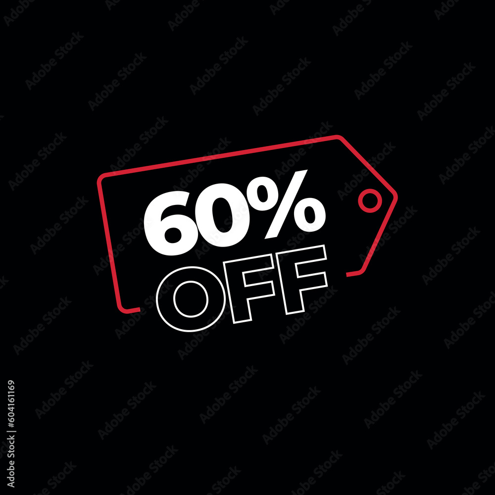 60% off discount price tag
tag for offers and sales