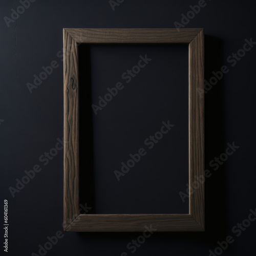 Wooden frame on a wall with a black wooden background