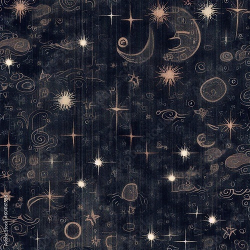 night sky with celestial motifs and stars