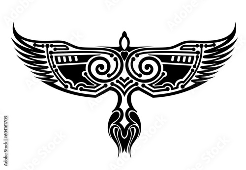 Eagle Logo Template. aztec eagle hand drawn vector illustration, Mayan aztec Graphic Design