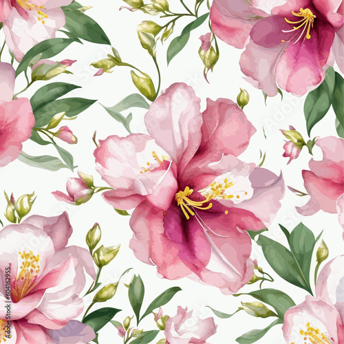 Azalea flower watercolor vector on white background