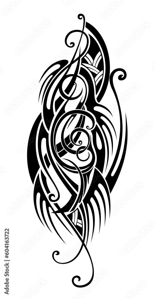 Obraz premium Vector symbol, ornament, tattoo. beautiful vector illustration. Drawings on the body, ancient symbol.