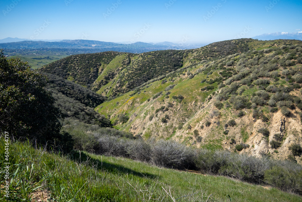 Spring in Yucaipa, California, after a wet winter with the green hills looking at Spring in Yucaipa, California, after a wet winter with the green hills looking at