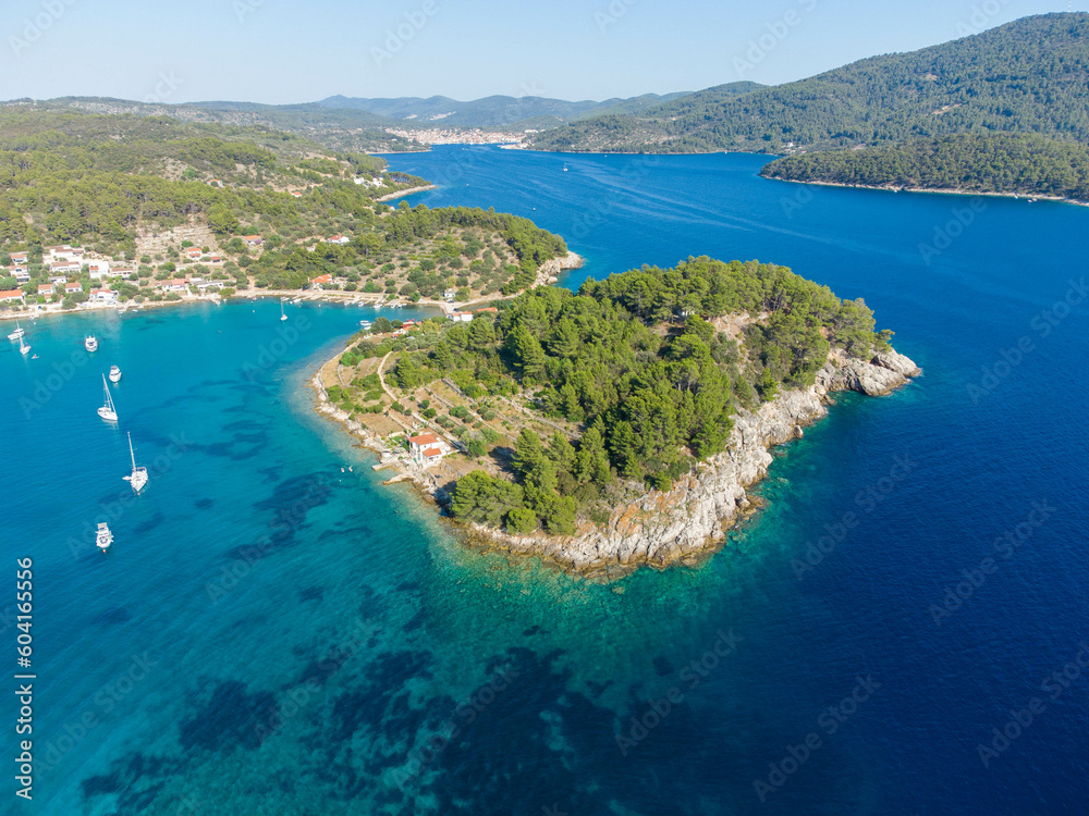Island Korcula from above in southern Croatia