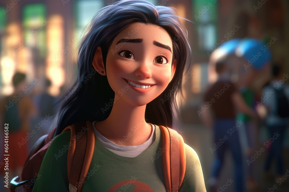 Illustration of diverse Ethnic teenagers students inside an univesity campus - Created with generative ai Illustration of diverse Ethnic teenagers students inside an univesity campus - Created with generative ai