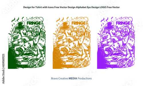 Design for Tshirt with Icons Free Vector Design Alphabet Eps Design LOGO Free Vector