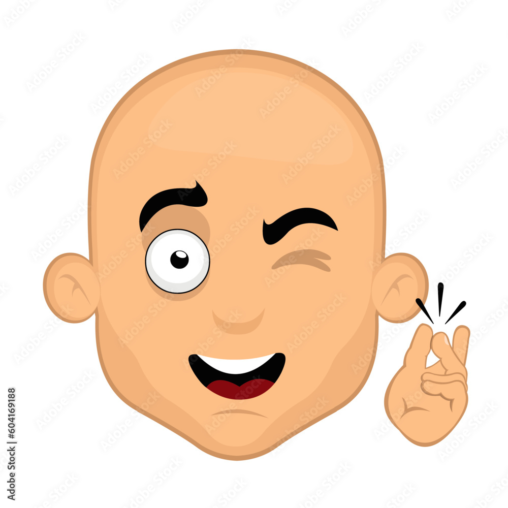 vector illustration face bald man cartoon winking and snapping fingers vector illustration face bald man cartoon winking and snapping fingers