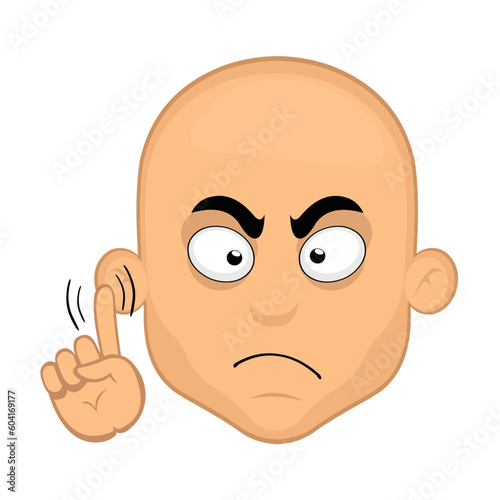 vector illustration face of a bald man cartoon saying no with a wave of the hand