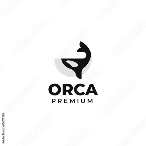 Flat orca whale logo design vector concept illustration idea