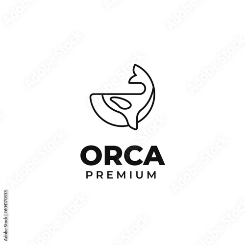 Flat orca whale logo design vector concept illustration idea