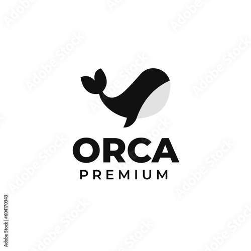 Flat orca whale logo design vector concept illustration idea