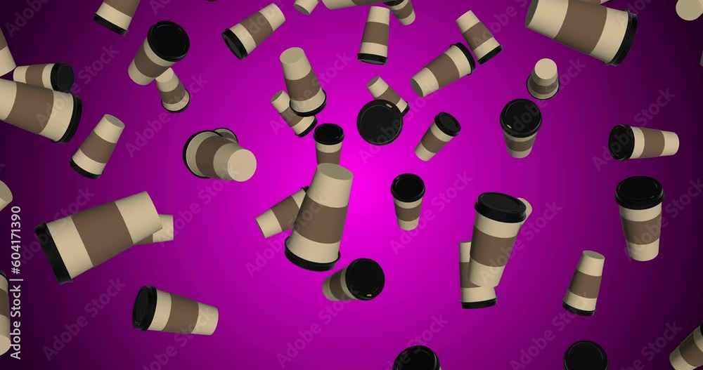 Coffee Cups falling slow motion animation 3d Coffee Cups falling slow motion animation 3d