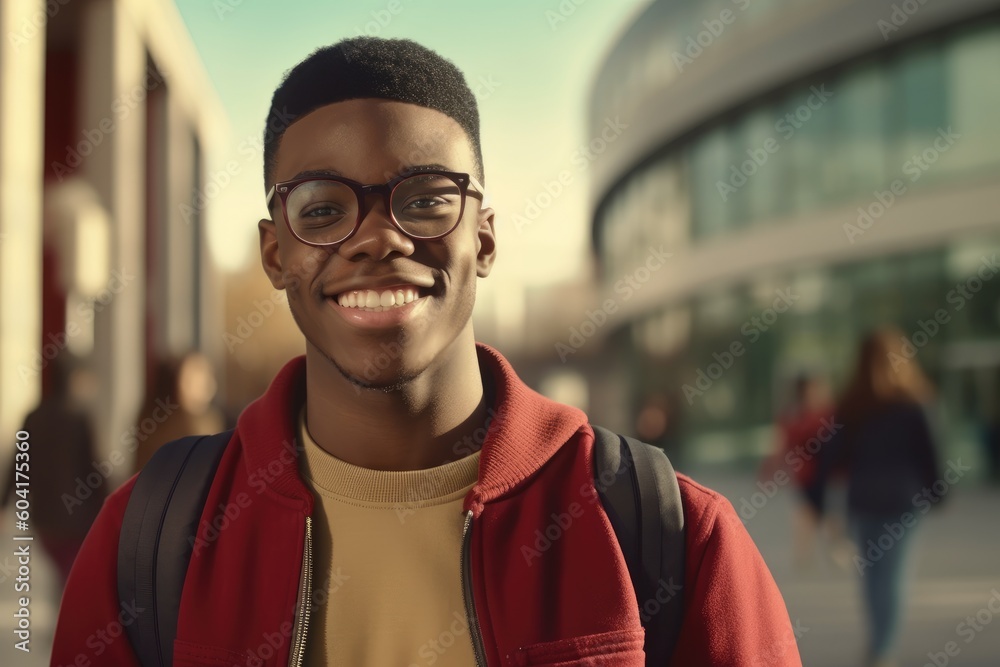 Illustration of diverse Ethnic teenagers students inside an univesity campus - Created with generative ai Illustration of diverse Ethnic teenagers students inside an univesity campus - Created with generative ai