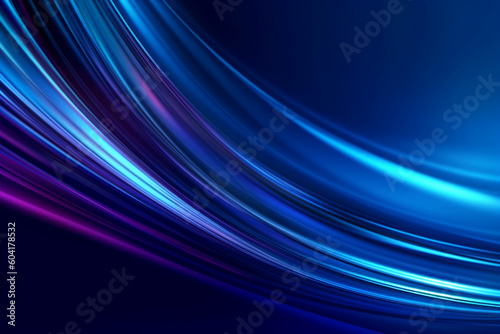 Dark blue abstract background with ultraviolet neon glow, blurry light lines, waves , Abstract windy background with smooth wavy lines ai generative