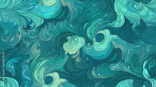 abstract wavy blue background with swirls marble - by generative ai