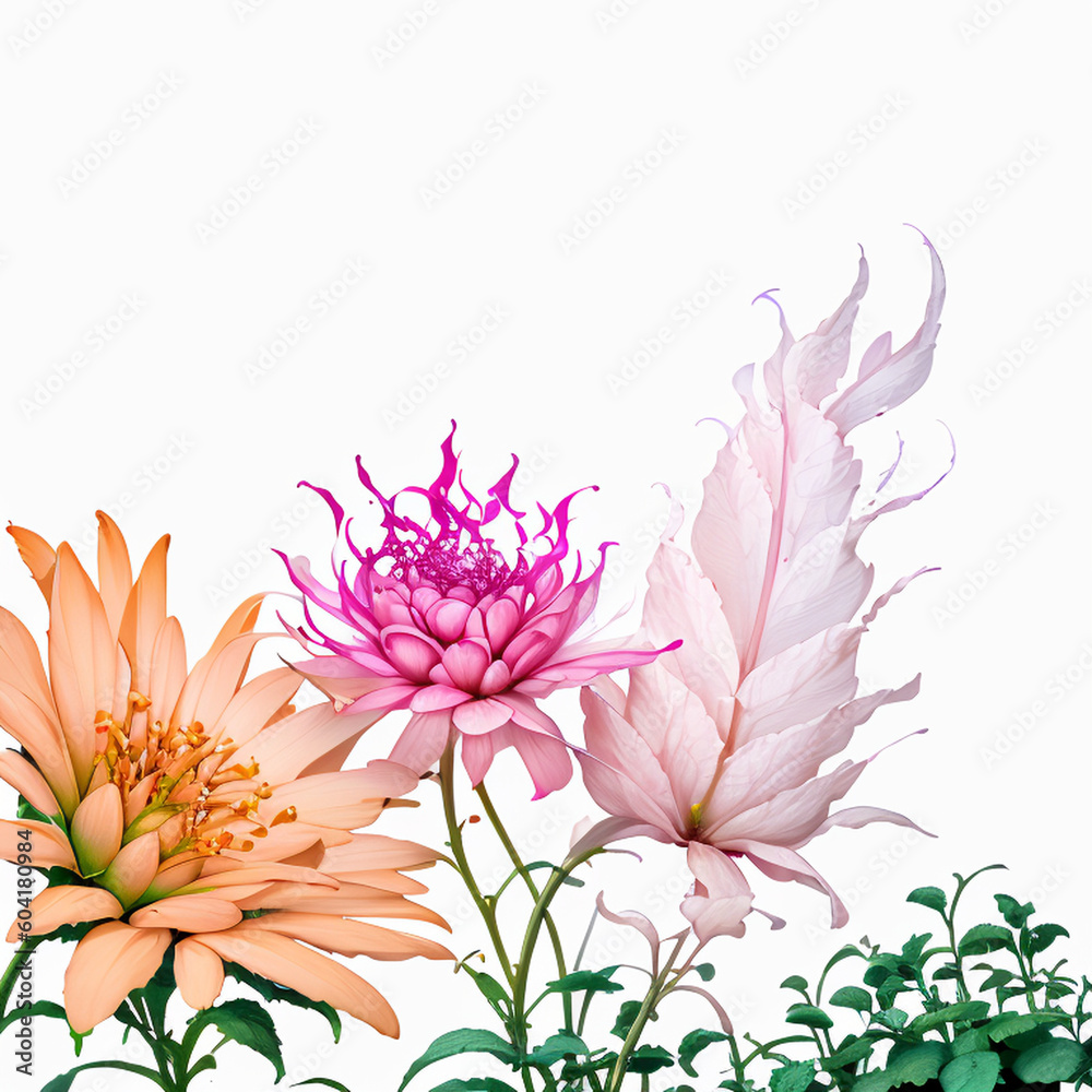 AIで生成した花をモチーフにした静物画風イラスト　ジェネレーティブ Generative AI