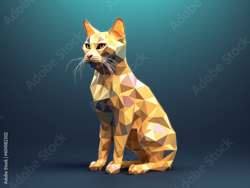 A 3D Render of a Cat made of Geometric Polygons | Generative AI
