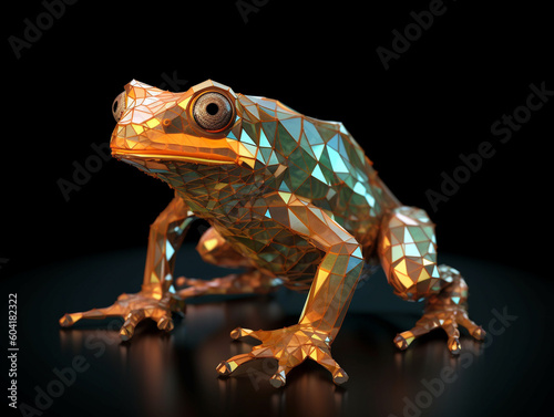 A 3D Render of a Frog made of Geometric Polygons | Generative AI
