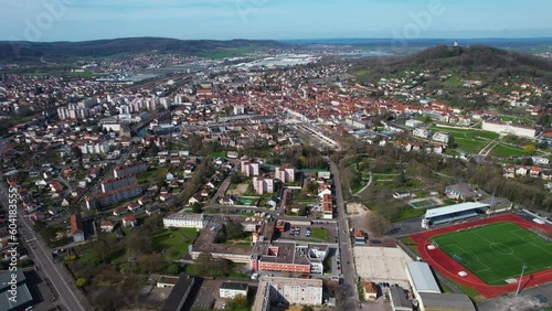 Aerial view  around the city Vesoul on a sunny day in spring. photo