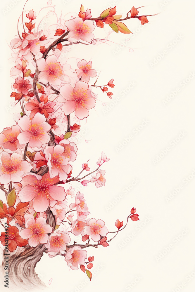 Copy space of Clipart of sakura blossoms. AI generative Copy space of Clipart of sakura blossoms. AI generative